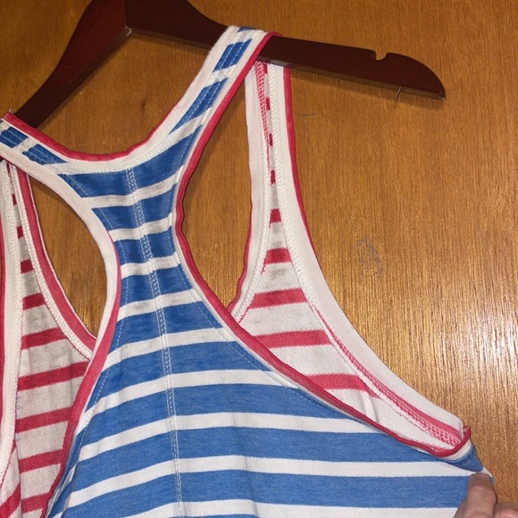•HONEYDEW•RED/WHITE/BLUE STRIPES RACERBACK TANK TOP SIZE LARGE - Picture 5 of 8